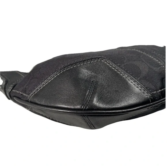 Y2K Coach Hampton Signature Jacquard Shoulder Hobo Bag Black Small Purse # 11371 - Picture 7 of 16